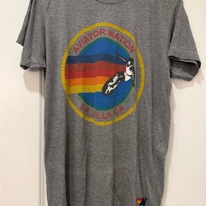Aviator Nation Gray Tee with Retro Surf Logo